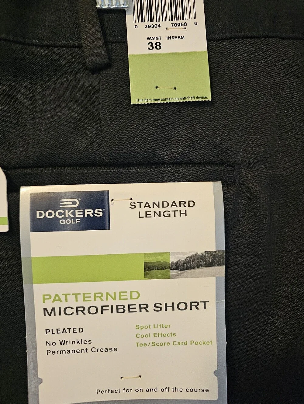 Dockers Golf Microfiber Pleated Black Shorts‎ Men's Size 38 NWT